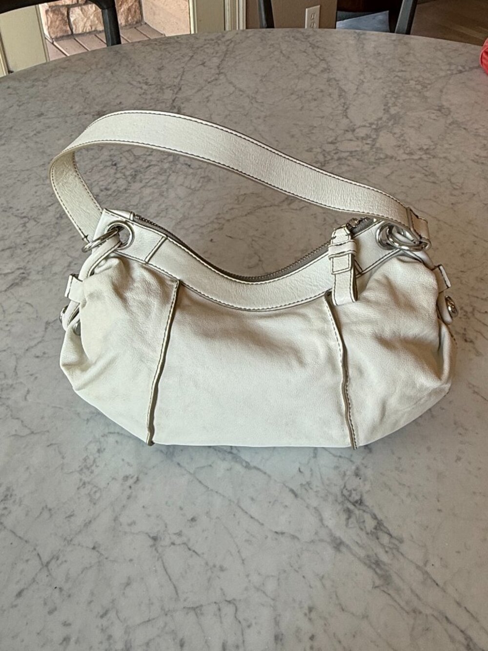 Banana Republic Collection Ivory Leather Hobo Shoulder Bag | 2009 | Soft Leather